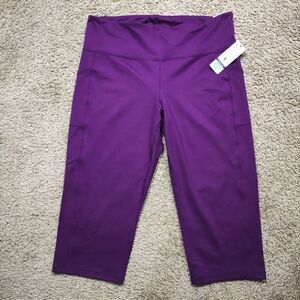 New Ideology High Rise Side Pocket Crop Plum Sherry Leggings -I